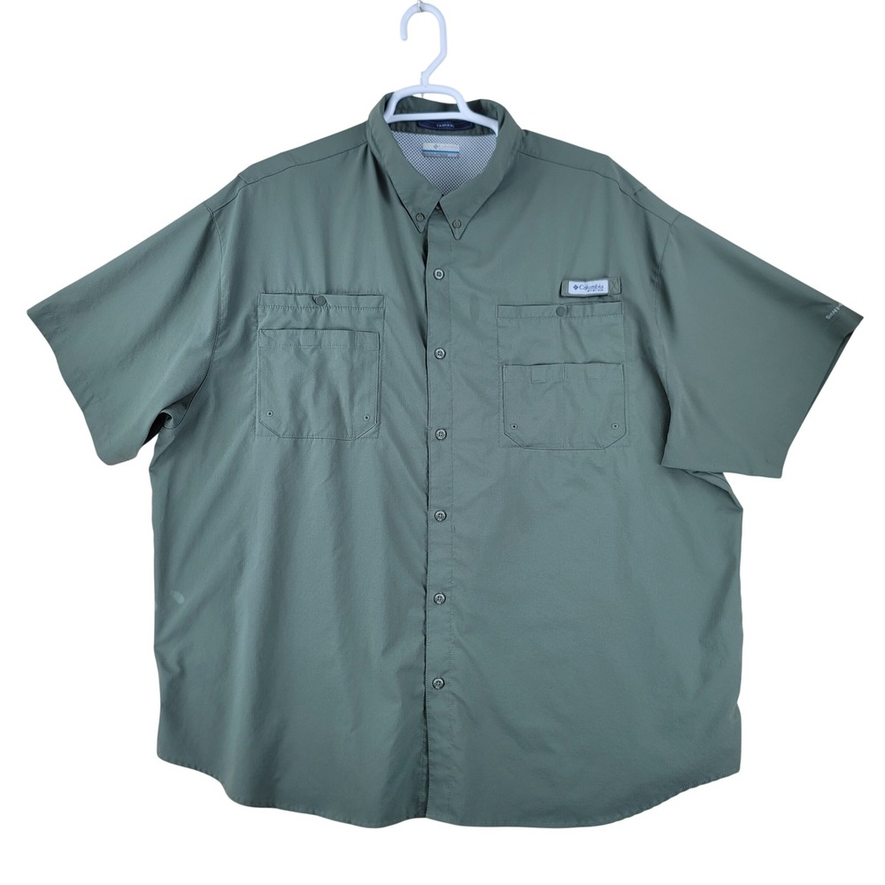 Columbia PFG Tamiami Shirt Mens 4X/4TF Green Short Sleeve Fishing Button Down